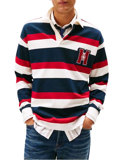 Polo a righe con logo Tommy Hilfiger | MW0MW426120FB